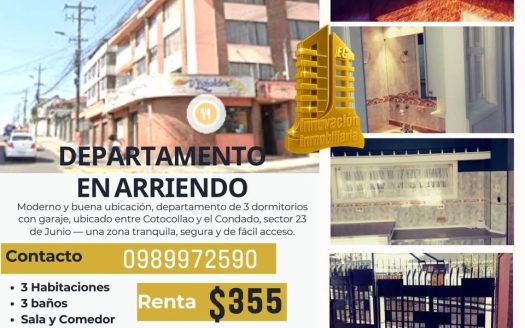 Departamento en arriendo barrio 23 de junio – Norte de Quito en Edificio