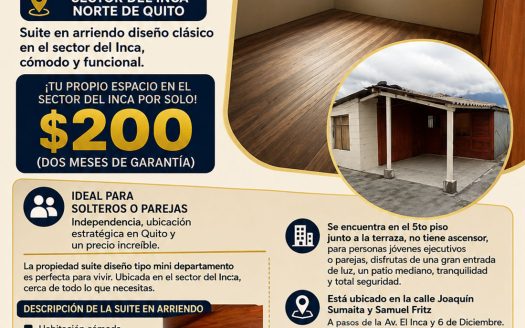 Mini departamento tipo Suite en Arriendo sector El Inca